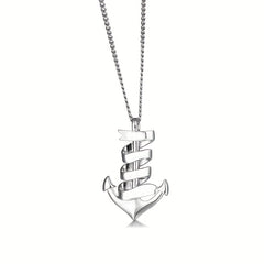 Personalized Stainless Steel Anchor Bar Necklace Custom Lettering Pendant