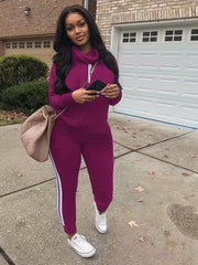  Casual Two Piece Set Solid Sweatshirt & Jogger Pants