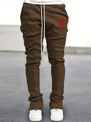 Men's V Pattern Drawstring Flare Pants