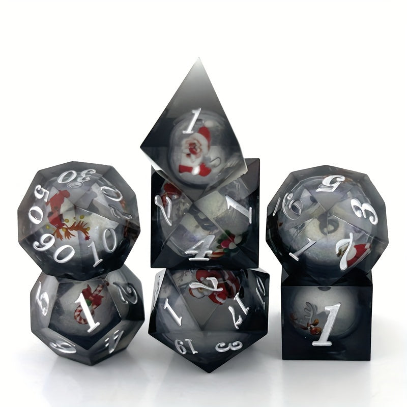 7pcs Resin Santa Running Dice Set For Board Game Polyhedron Dices