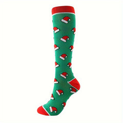 Christmas Print Calf Socks Women's Knee High Stockings