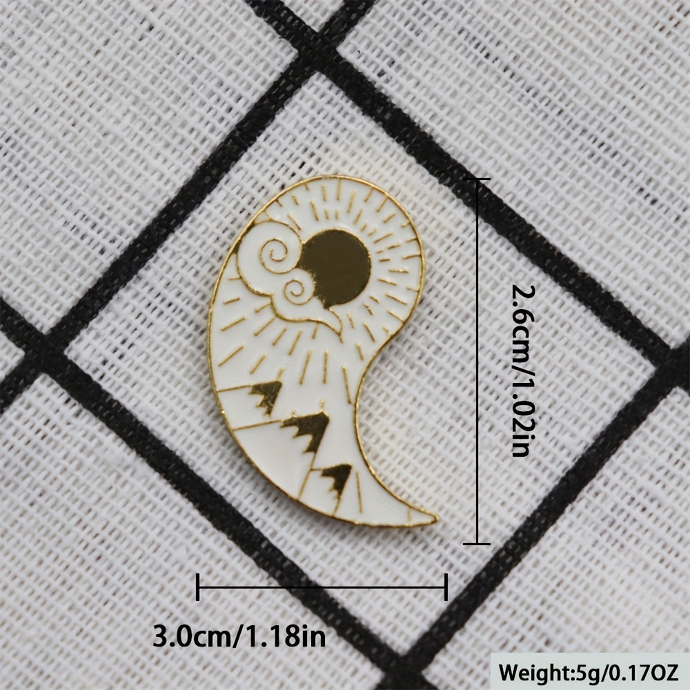 Sun Moon Enamel Brooch for Men Clothing