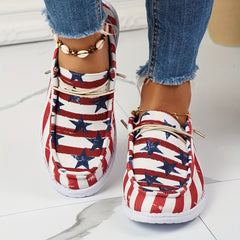 Women's Star & Striped Canvas Shoes Lace Up Sneakers