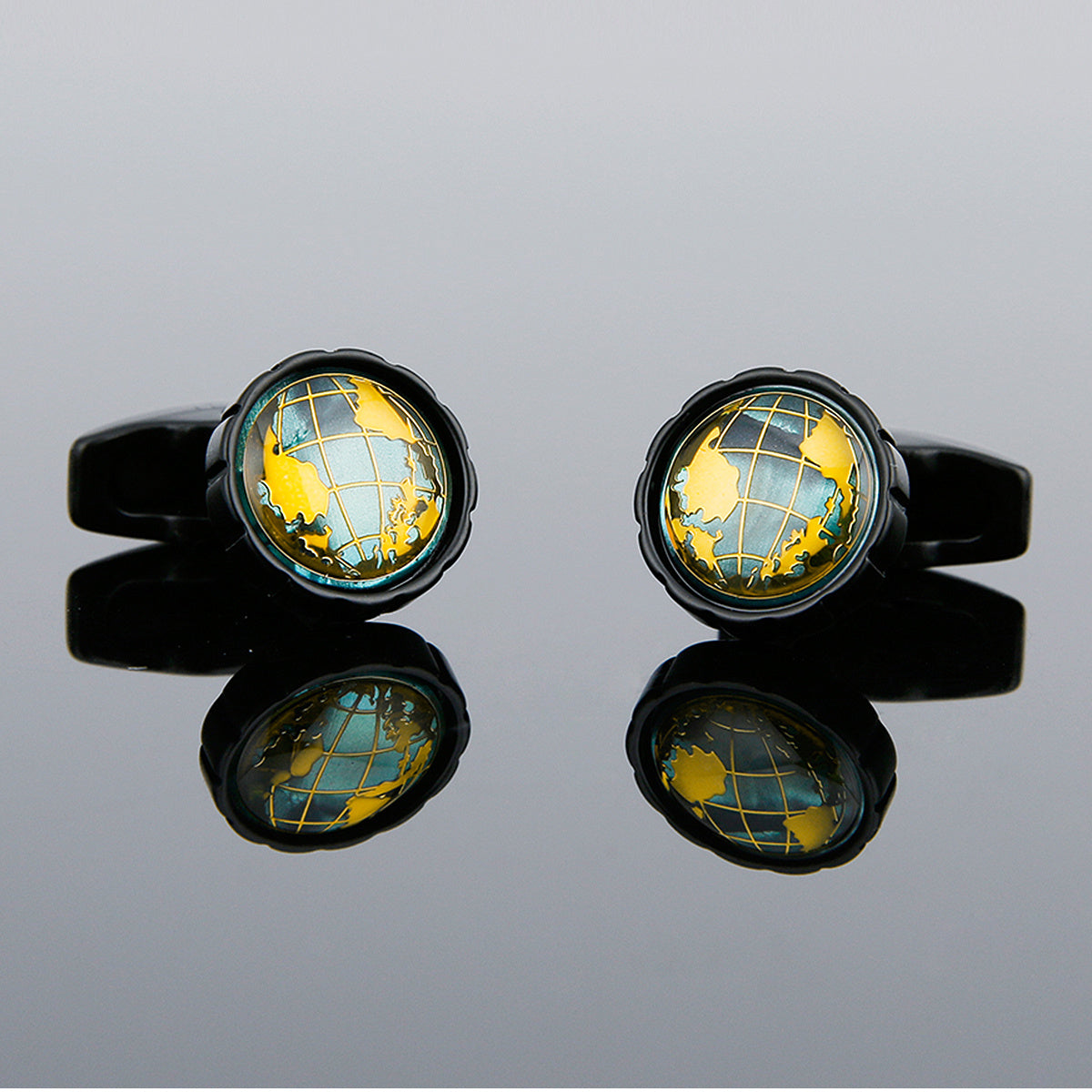 Round Men's Cufflinks Map Design