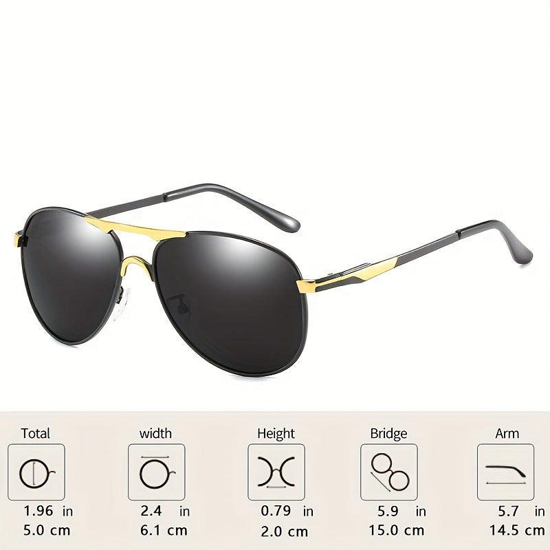 Polarized Driving Sunglasses UV400 Top Bar Aviator Outdoor Glasses Case