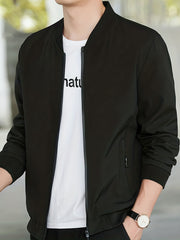 Men's Baseball Collar Jacket Coat Zip Up