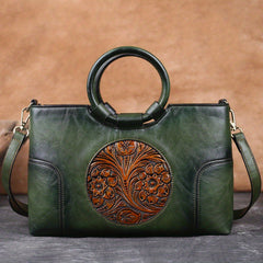 Vintage Flower Embossed Lightweight Satchel Bag