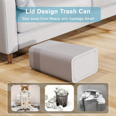 10L Small Trash Can With Lid, Slim Garbage Bin Wastebasket