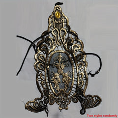 Golden Rhinestone Gothic Steampunk Lace Cuff Fingerless Glove