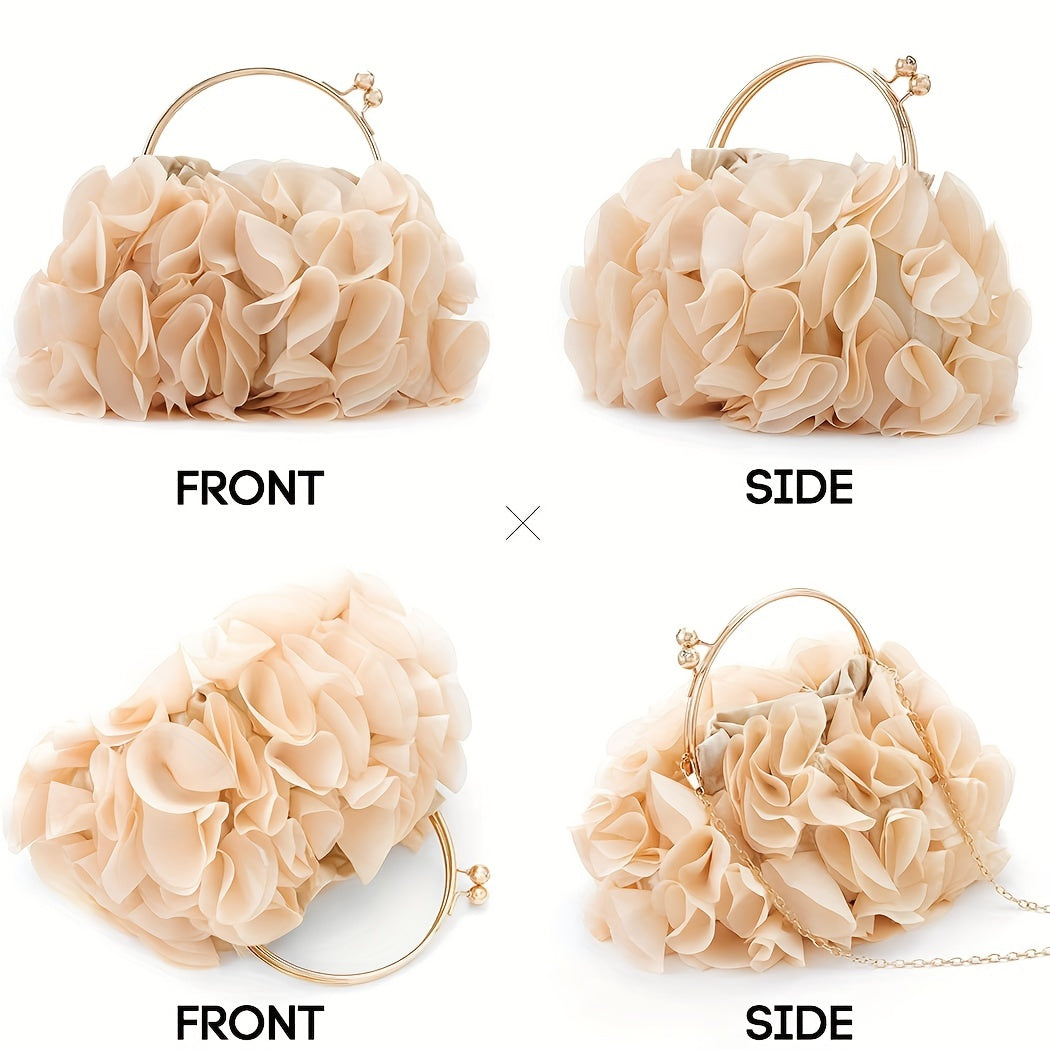 Satin Flower Evening Bag Wedding Party Prom Handbags