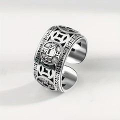 Lucky Five Emperor Copper Money Retro Domineering Ring