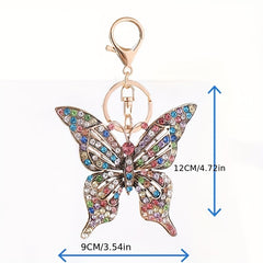Rhinestone Butterfly Keychain Metal Key Ring Purse Bag Charm Gift For Mom