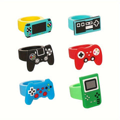 6pcs Cartoon Game Ring Soft Plastic Rings for Party Gathering