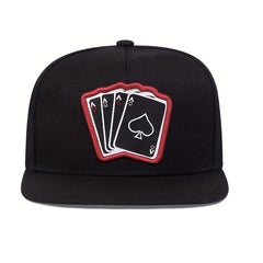 Unisex Sunshade Baseball Cap With PlayingCard Embroidery