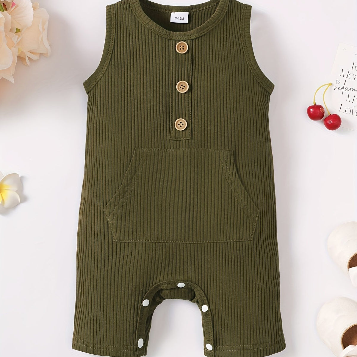 Baby Casual Plain Sleeveless Romper Jumpsuit