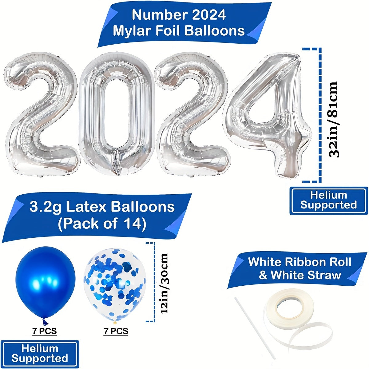 20pcs Year Theme Party Balloons Set, Number Balloons, Dark Sequin Balloons