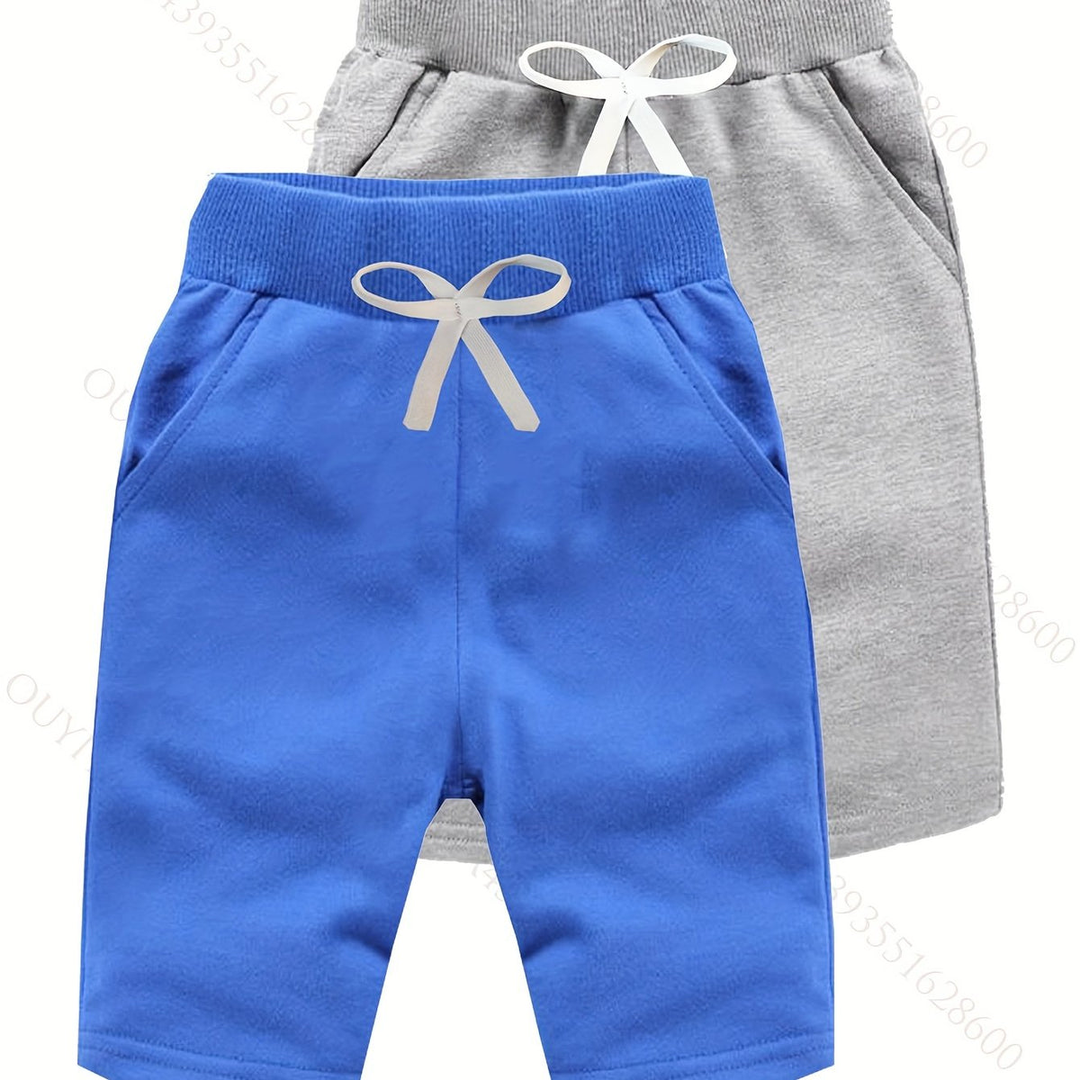 2pc Boys Solid Drawstring Shorts Quick-drying for Summer