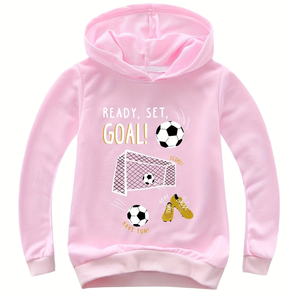 Kids Soccer Print Hoodie Pullover Sweatshirt for Boys Girls Toddlers