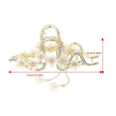 S Shaped Hair Clip Crab Rhinestone Flower Lily Of The Valley Hair Claw