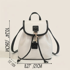 Colorblock Stylish Backpack Drawstring Rucksack Women's Travel Bag