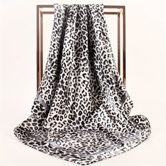 Leopard Print Square Scarf Classic Shawl Women Silk Head Wrap Vintage