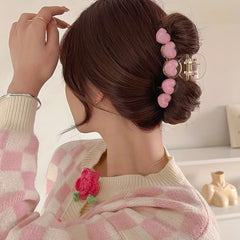 Pink Love Heart Hair Claw Clips Acrylic Grip Hair Jaw Clip