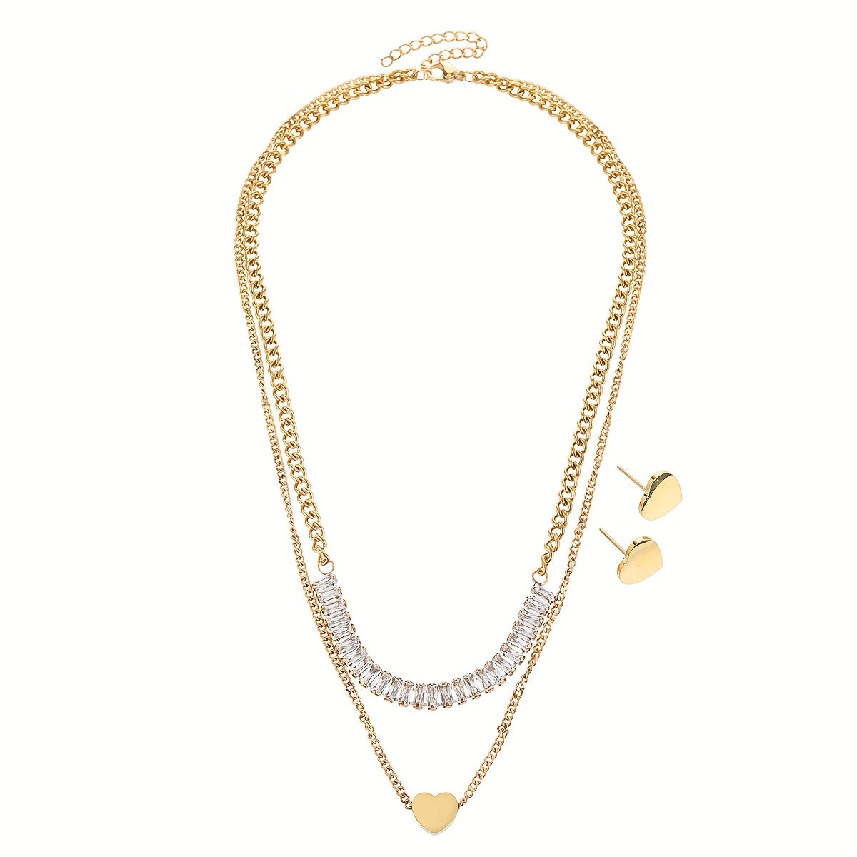 Stainless Steel Love Pendant Autumn Winter Square Jewelry Set