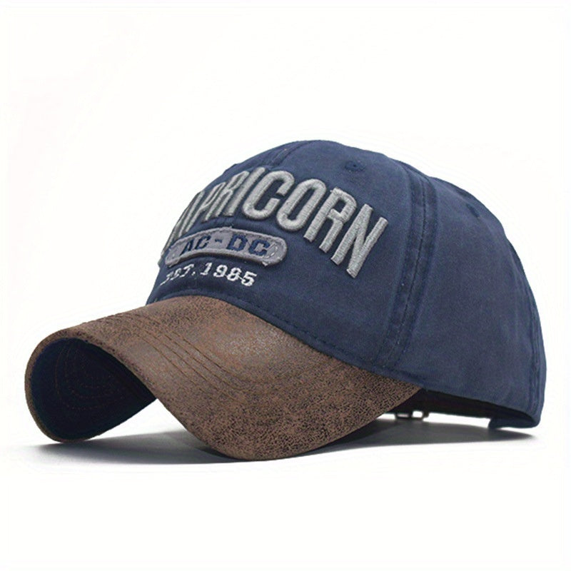 PU Spliced Baseball Cap 3D Letter Embroidery Sun Hat