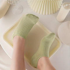 10 Pairs Colorful Ribbed Short Socks for Women