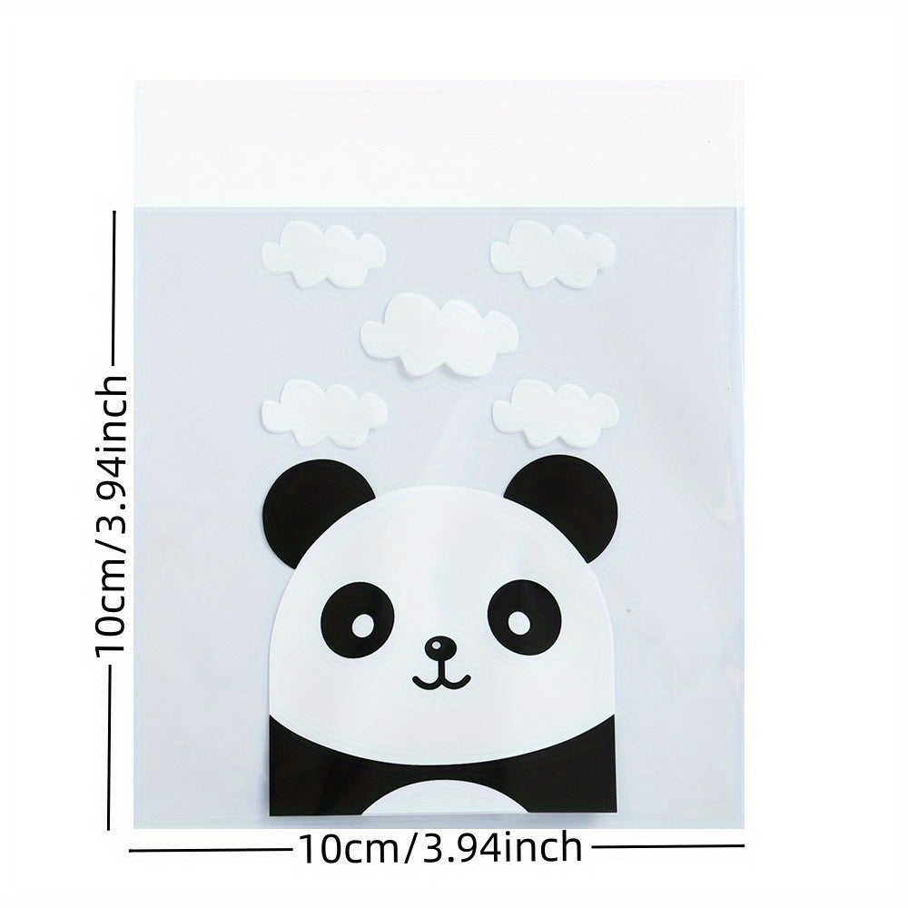 100pcs Panda Pattern Macaroon Bags Cartoon Bags Self Adhesive Cookie Bag