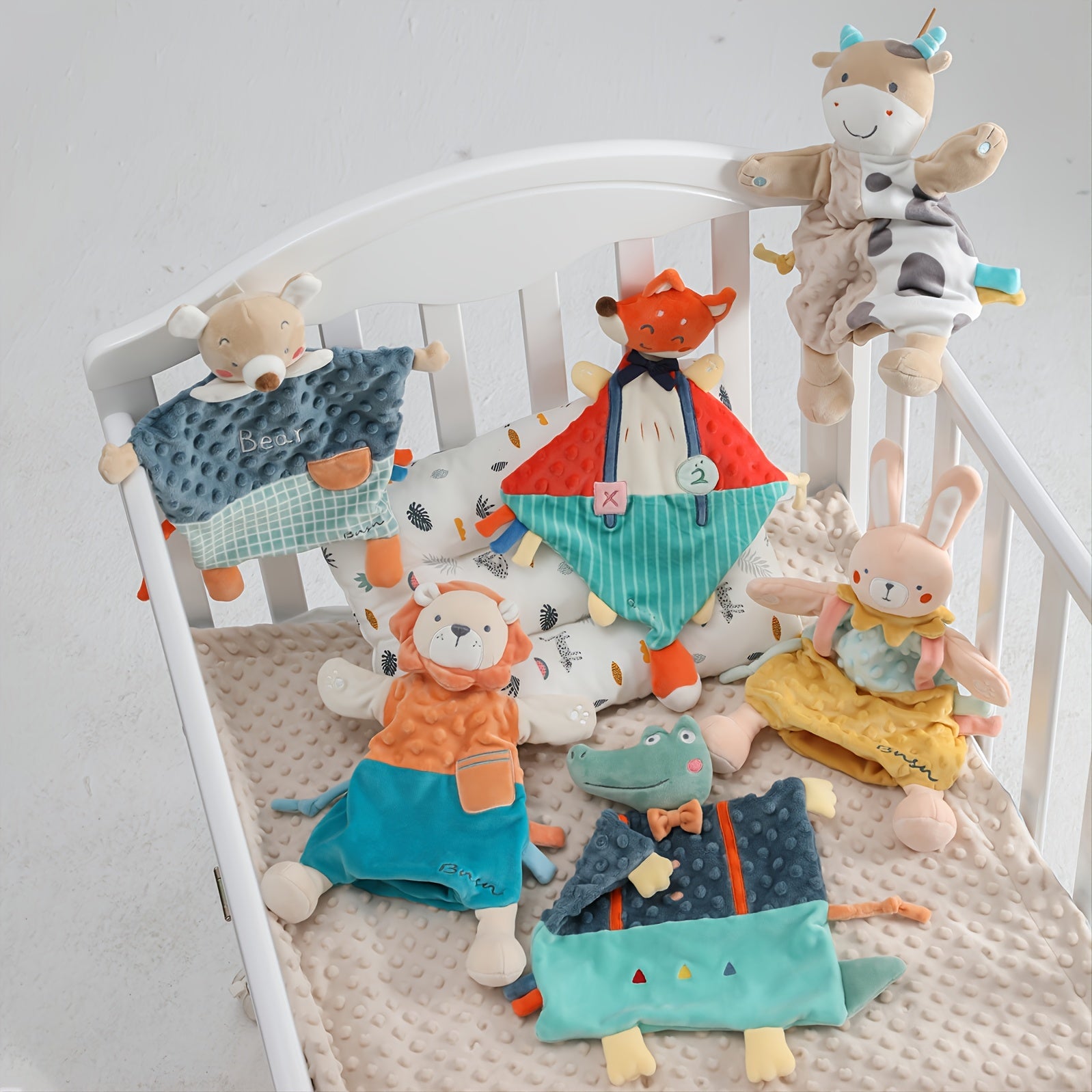 Soothing Towel Toy & Beanie Fabric Baby Blanket with Bell