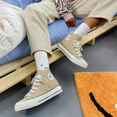 Women's High Top Canvas Sneakers Casual Lace Up Flat Skate Shoes