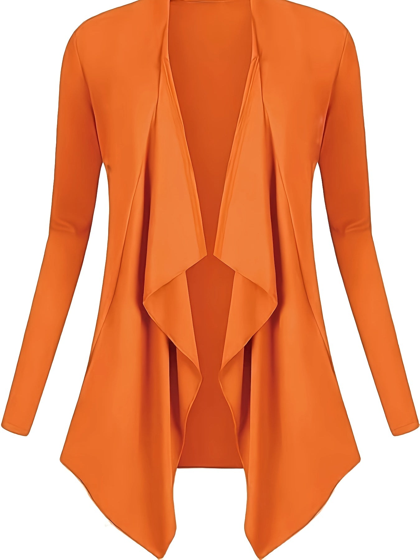  Solid Long Sleeve Open Front Cardigan