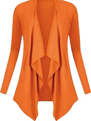  Solid Long Sleeve Open Front Cardigan
