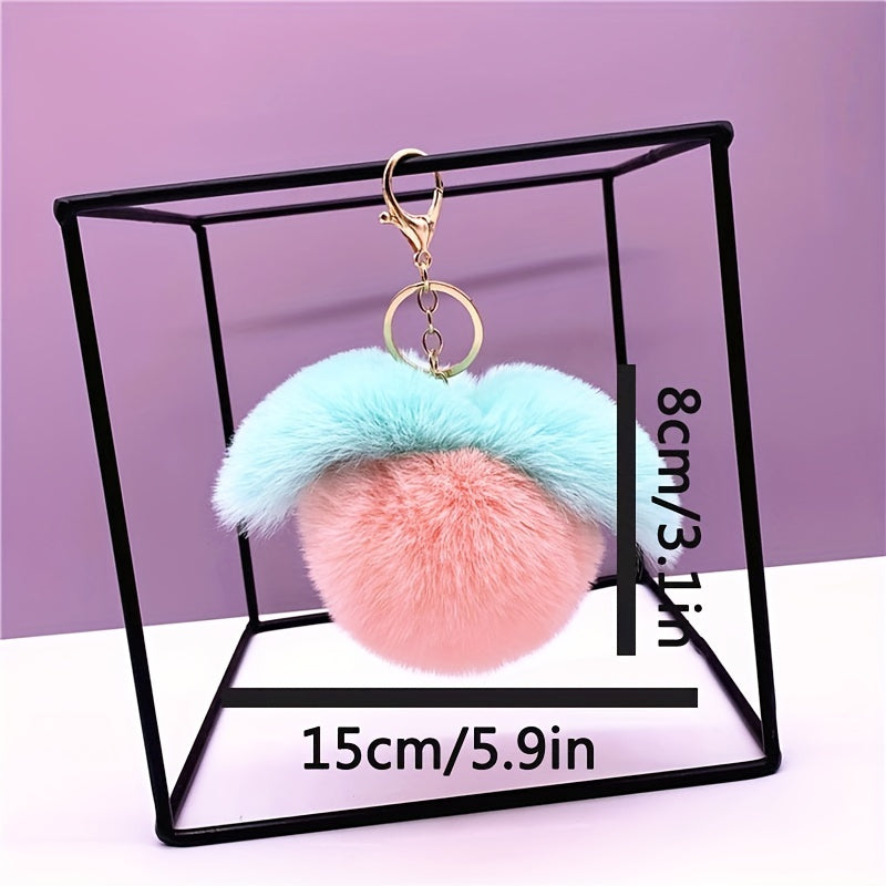 Plush Ball Pendant Faux Rabbit Fur Pompom Key Ring Car Keychain Bag Hanging