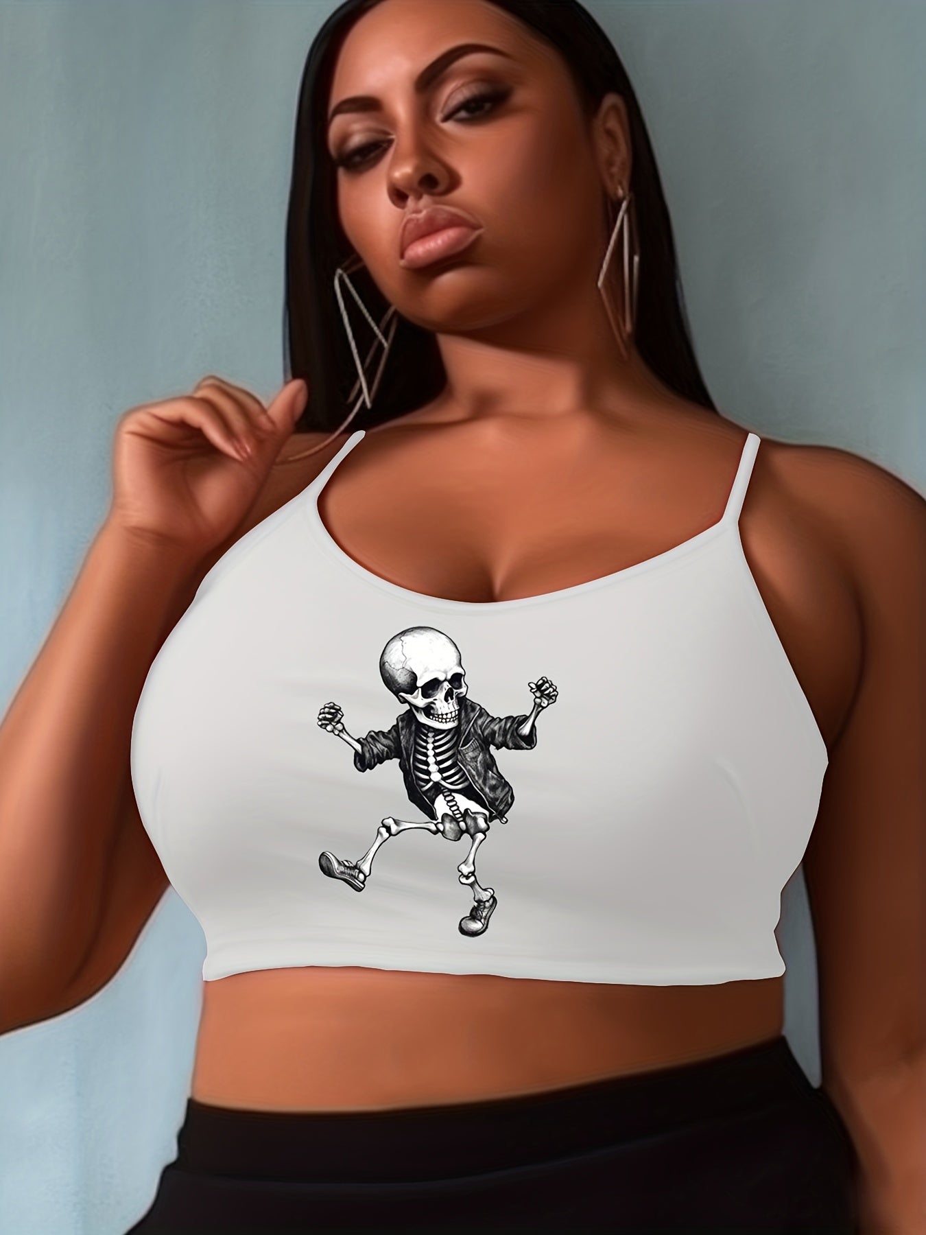  Halloween Skull Print Cami Top Women's
