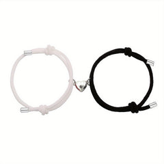 2pcs Love Heart Magnet Buckle Bracelets Couple Set Accessories