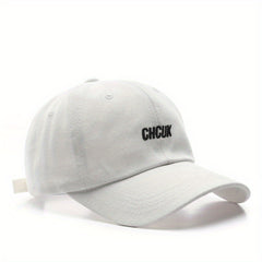 CHCUK Embroidery Cotton Baseball Cap Unisex Solid Block Couple Sun Hat