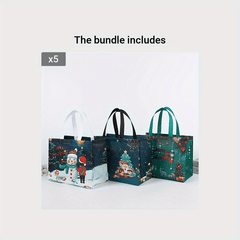 6pcs Christmas Gift Bags Reusable Tote Bags Festive Non-Woven Grocery