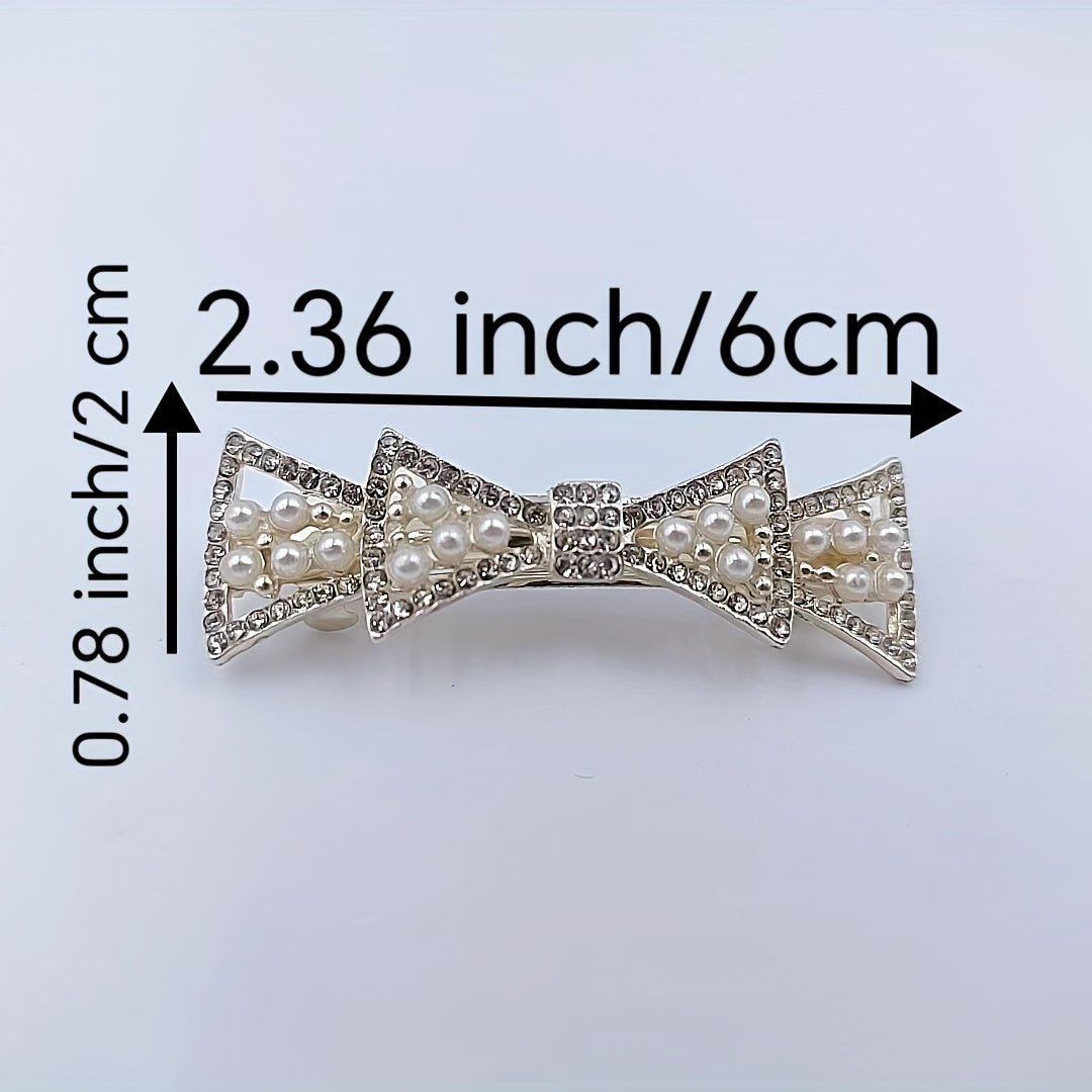 Faux Pearl Rhinestone Hair Clip Non Slip Hair Accessory