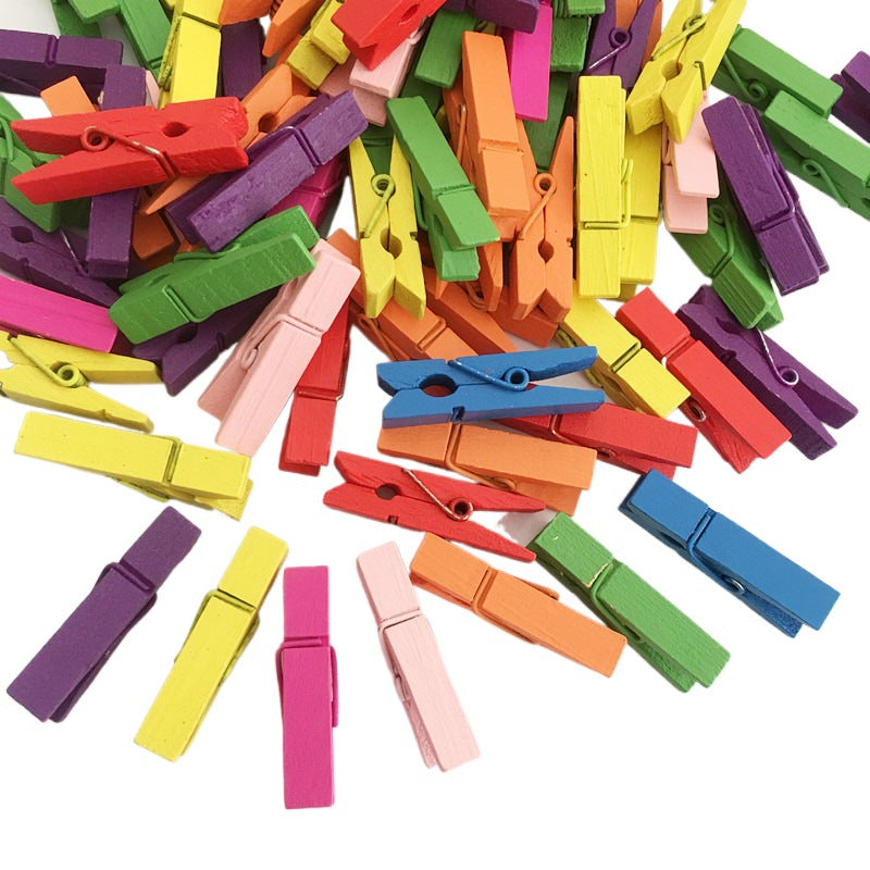 50pcs Colorful Wooden Clip for DIY Crafts and Photo Storage