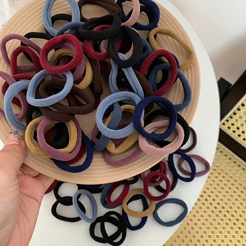 50pcs Elastic Hair Ties Hair Accessories For Woman Braids Ponytails Pain-Free