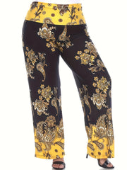  Boho Pants Women's Plus Floral Paisley Wide Leg Pants