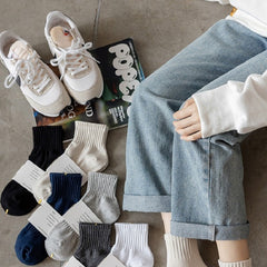 6 Pairs Solid Crew Socks for Women