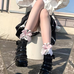 Lace Stitching Bow Socks Bunny Ear Decor Women's Stockings