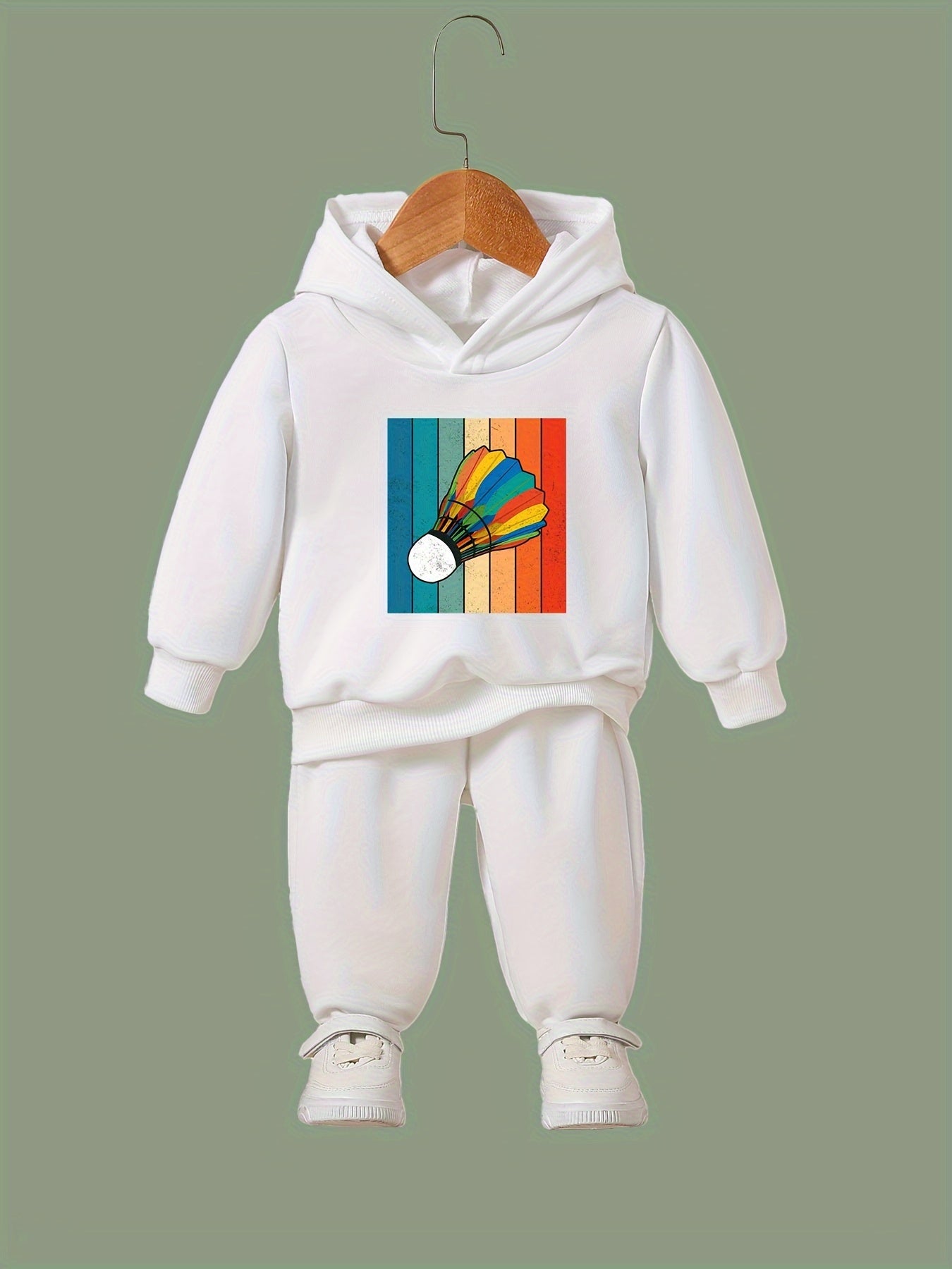 Badminton Print Girls Hoodies Jogger Set Sports Outfits