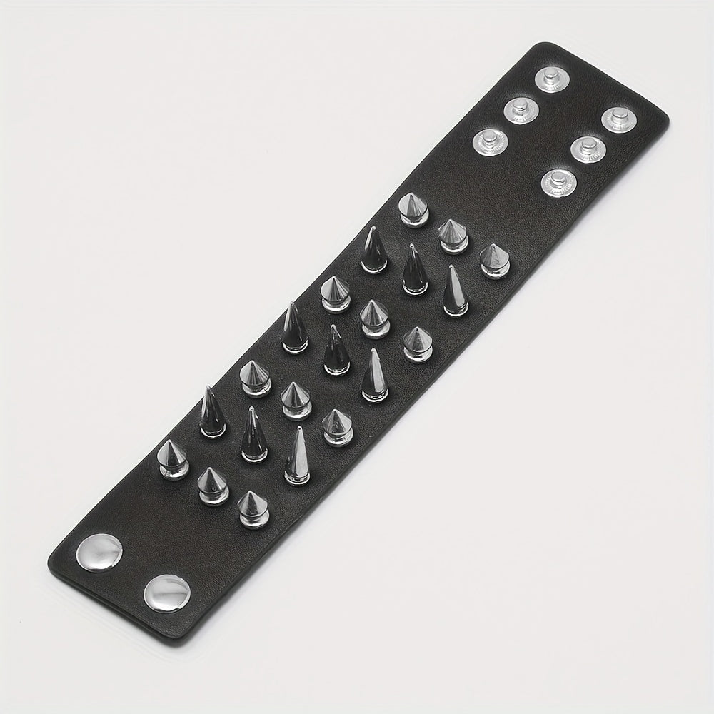 Men's Rivets Spikes Decor Bracelet Gothic Punk PU Leather Bracelet