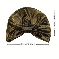 Glitter Solid Turban Cap Bowknot Head Wrap Chemo Hats