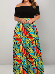 Floral Off Shoulder Maxi Dress Plus Size
