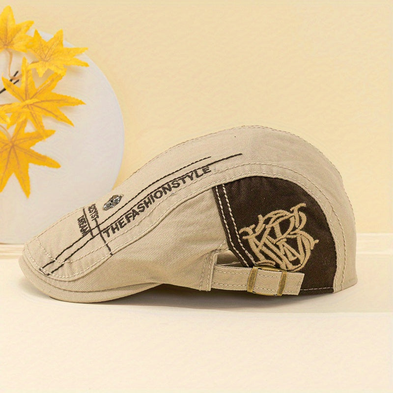 Flat Top Embroidered Duck Tongue Hat Skull Adjustable Flat Top Hat
